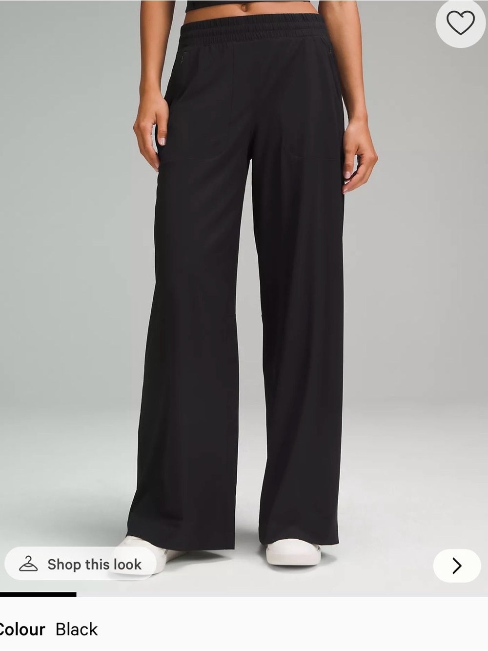 lululemon athletica Black Wide-Leg Pants with Elastic Waist